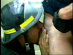 Horny handsome cop gives blowy with passion in the office