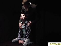 Gay Eli gets ass fucked using dildo