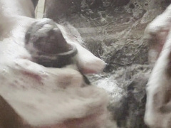 Desi Indian Ginormous black giant Trouser Snake bathing jerking