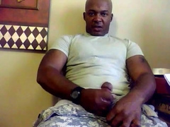 Beefy Black Soldier Jerks Off & Cums 6