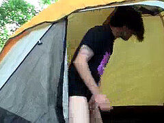 insane lengthy hair lad Devin Reynolds jacking cock outdoors