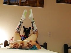 Pupply Socks-BottomBoy sniffed&play deep with his big dildo