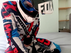 Platinum-Blonde Teenage Fellow Wank off in Fox MX Gear in Jizm on Helmet