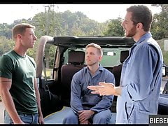 Gay Threesome at the Jeep, just to relieve tension
