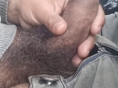 Daddy teasing himself with his big rod in the car video