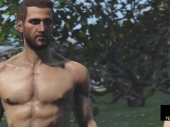 Seducing guy, men moaning, public stranger fuck