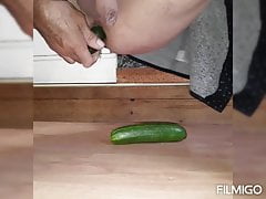 Fucking myself with a cucumber and cumming hard