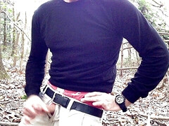 Sagging and jerking off in the woods. Verbal