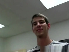 Young pledge has to suck off many frat members hard cocks