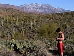 Attractive jock strips naked to jerk off solo in nature