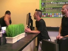 BDSM sub bounded to car and edged by maledoms