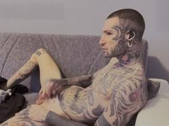 Solo at home enjoying all-girl porn while getting off