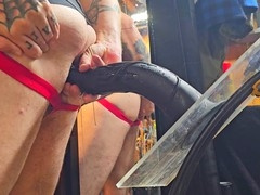 Chubby guy Stretch Holeington takes on a massive dildo for a thrilling ride and gets seriously stretched out