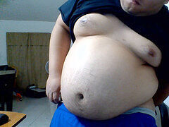 Air inflation, gay belly bloated, gay round belly