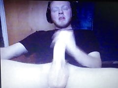 Young lad edging his huge thick hard hung big cock