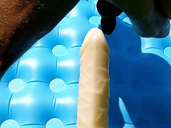 Riding on a monster cock