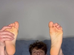 Wondrous wordy school dude demonstrates off rosy saggy scrotum and opens up pucker