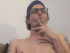 Horny amateur shows off his massive dick in a solo session