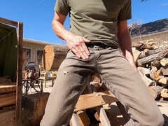 Guy enjoying outdoor piss and cum sessions