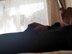 Masturbating at home in panties and watching porn