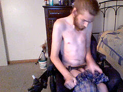 handicapped boy STRIPES bare AND GETS rock hard