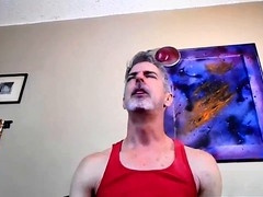 Insatiable older man Richard Lennox gets off in the tub while blowing smoke in your face