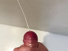 A little fun with my cock in the shower in slow motion