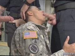 Interracial gay threesome in uniform gets extra steamy