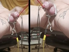 Part 2: Electrifying e-stim session leads to intense ass fucking, cock milking, and cum explosion