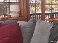 Bulky homo men porking home