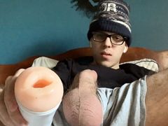 19 Year Old Twink Using Fleshlight In Bed