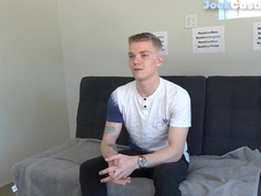 Smooth college jock gets nude and masturbates at casting