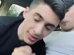 Daniel gargle's Wank pecker in van outdoors