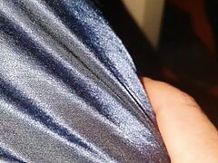 Master Ramon jerks off early in the morning in sexy dark blue satin pajamas and squirts into his hand, lick!
