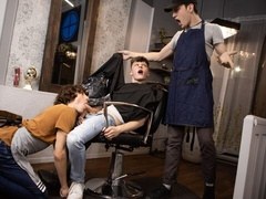 Barber bang with horny hottie Cristiano and Jake Preston