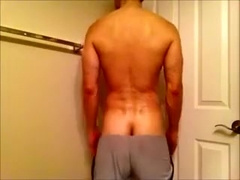 freeballing bulge with a metal cock ring