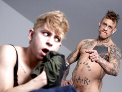 Bitchy sub has to wear girly clothes for his dom