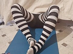 Having fun while Masturbing on Zebra Toe Socks!
