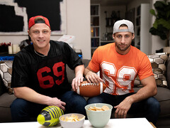 Superbowl fucking session with two sports studs