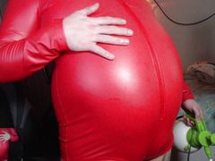 Red Pleather Bodysuit Air Inflation