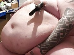 Superchubby SOC - jerking off with nipple clamps