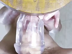 FLESHLIGHT CREAMPIE: Horny guy fucking fleshlight - Cock pulsating