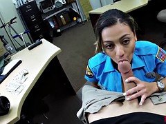 Miss Police officer sucking cock and fucked in her