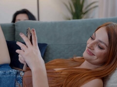 Lilly Bella and Katy Rose share a romantic fight & get hot and heavy with each other's big natural tits