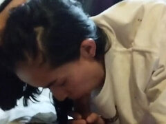 Hot Latina Teen in School Uniform Surprises Me with Tender Blowjob