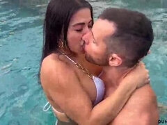 Ass, Big tits, Huge, Kissing, Latina, Sauna, Tattoo, Tits
