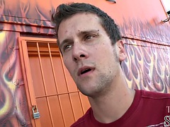 Naive st8 tricked into gloryhole blowjob from gay dude