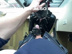 Femdom handjob, latex rubber, czech