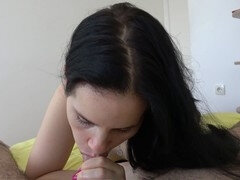 Leie, Blasen, Braunhaarige, Sperma im mund, Selbstgemacht, Orgasmus, Ablutschen, Titten