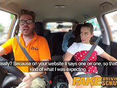 Fake driving school mind-blowing horny learners secretly pound in instructors car